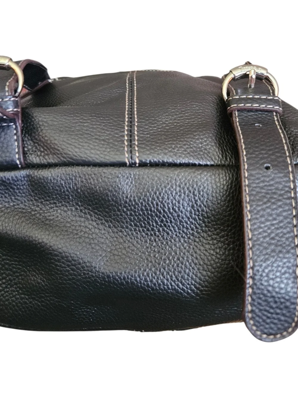 Tignanello Black Leather Backpack with Front Pockets